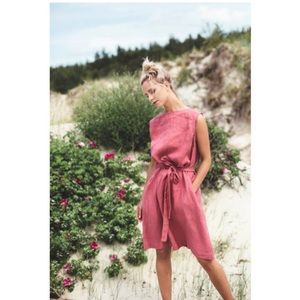 Linenfox Nida Dress | Pink | 100% Linen | Women’s Size S/M